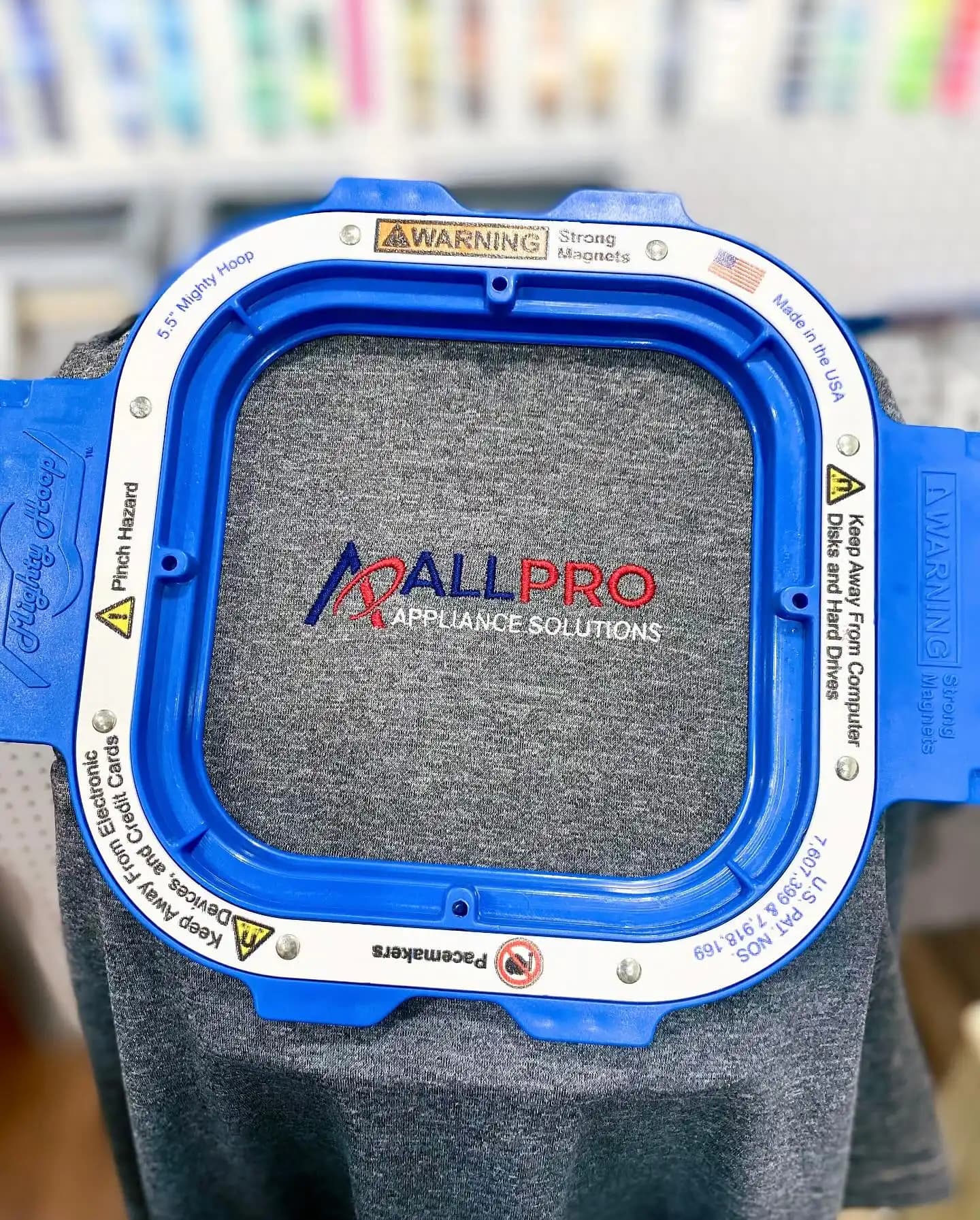 All Pro Appliance Solutions corporate logo for left chest embroidery, featuring 100% manual digitizing by Sassy Digitizing for professional uniform branding.